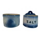 Blue & White Waffle Weave Crocks