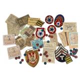 WWII Military ID, Currency, and Patches Lot