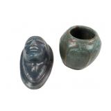 Van Briggle Vase and Face Plaque Set
