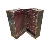 Steamer Trunk with Interior Drawers and Key