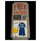 Pabst Blue Ribbon ï¿½Free Lunchï¿½ Wood Display