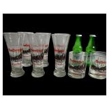 1989 Budweiser and Rolling Rock Glassware Set