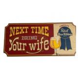 Wooden Pabst Blue Ribbon Wall Sign