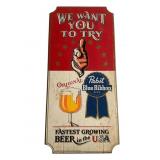 Vintage Pabst Blue Ribbon Wooden Wall Sign