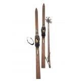 Antique Superdiagonal Wooden Ski Set