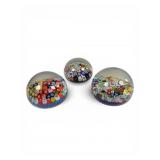 3 Strathearn Millefiori Paperweights