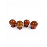 4 Carnelian Agate Spheres with Stands