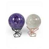 2.5-Inch Charoite and Rainbow Quartz Spheres