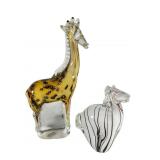 Vinci Glass Giraffe and Zebra Figurines