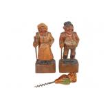 Carved Wood Figures and Corkscrew