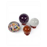 Amethyst, Carnelian, Calcite, and Millefiori Spher