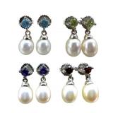 Honora Pearl and Gemstone Earrings Set of 4