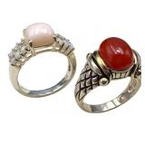 Two Sterling and Gemstone Rings