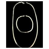 Sterling Silver Herring Bone Necklace & Bracelet