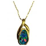 14K Gold Necklace with Opal Pendant