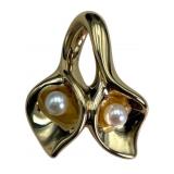 14 Karat Gold Pearl Calla Lily Pendant