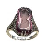 Sterling Intaglio Filigree Ring
