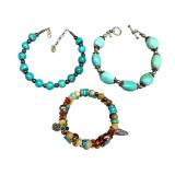 Three Sterling and Turquoise Bracelets