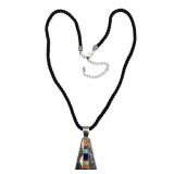 Carolyn Pollock Sterling Necklace Inlay Pendant