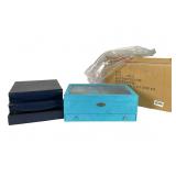Blue Suede Jewelry Box, 3 Flexzorb Ring Boxes