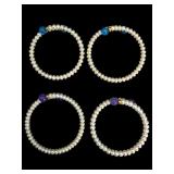 4 Pearl and Jade Coil Bracelets