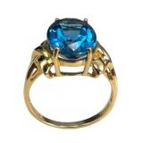 14k CJC Blue Topaz Gold Ring, Size 9