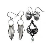 Sterling Earrings And Pendant Set