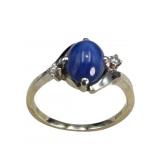 14K White Gold Sapphire and Diamond Ring
