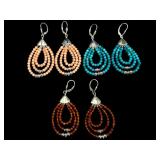 Sterling Silver Gemstone Triple Hoops