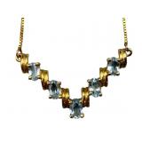 14K Aquamarine Step Pendant Necklace