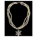 Honora Pearl Necklace with Snowflake Pendant