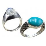 Two Sterling Gemstone Rings