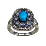 Graziella Gems Sterling Ring with Turquoise
