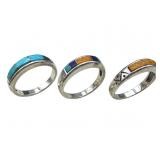 Waldeck Johnson 925 Navajo Inlay Rings