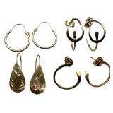 Four 14K Gold Earrings