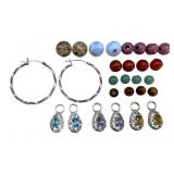 Sterling Hoops with Gemstone Components
