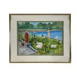 Sherry Plano Watercolor in Gold Frame
