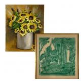 Sunflower Still Life & Thai Temple Rubbing
