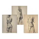 Three Nude Figure Sketches Attributed to William H