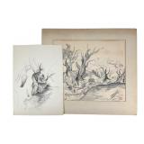 Two William H. Ferguson Surrealist Drawings