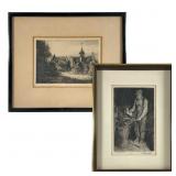 Two Framed Etchings by Maurin and Bervinghak