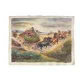 Indian Attack Watercolor by Allen M. Dean