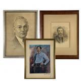 Three Framed Portraits by Various Artists