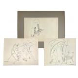 Three Surrealist Pen and Ink Sketches by William H