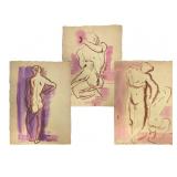 Three Nude Figure Drawings Attributed to Ferguson