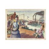 Allen M. Dean Riverboat Watercolor