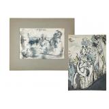 William H. Ferguson Charcoal and Watercolor Sketch