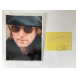 John Lennon Signed Note and Photo