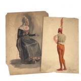 Two Frederick Sands Brunner Illustrative Watercolo