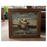 Folk Art Oil on Canvas Painting